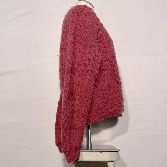 Handmade Women’s Hand Knit Pink V Neck Sweater L - Picture 9 of 10